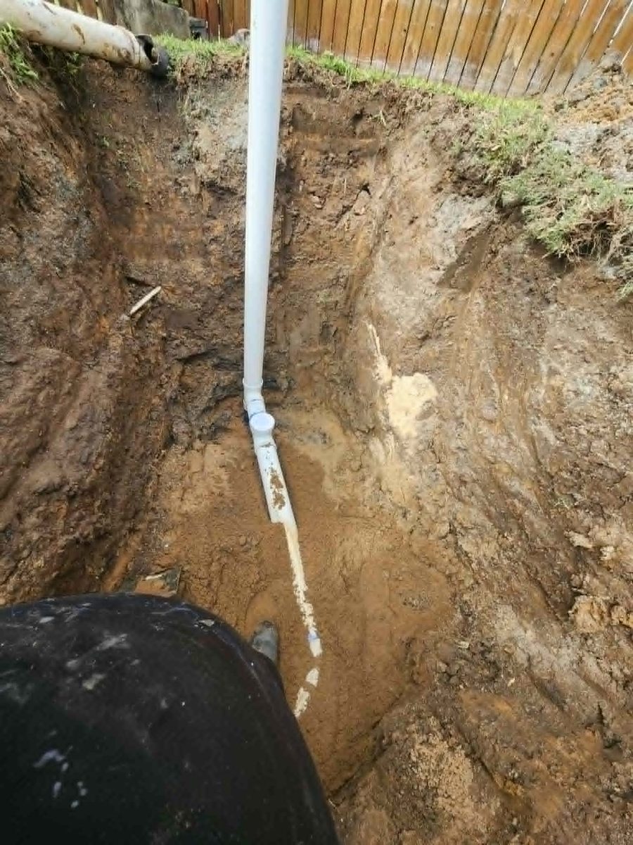 Deep excavation connecting new drainage pipe